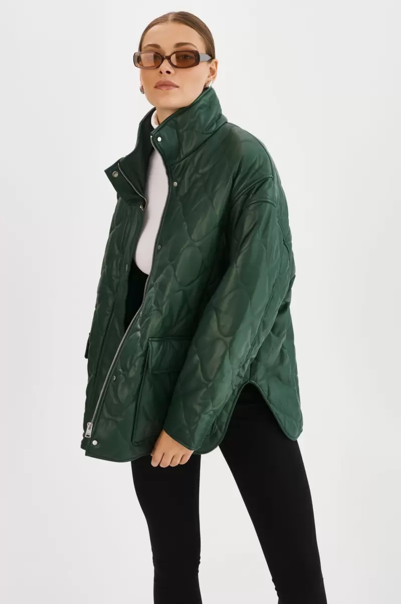 Lamarque Leather Jackets Women Precision Alpine Green Verina  | Faux Leather Quilted Coat - 1