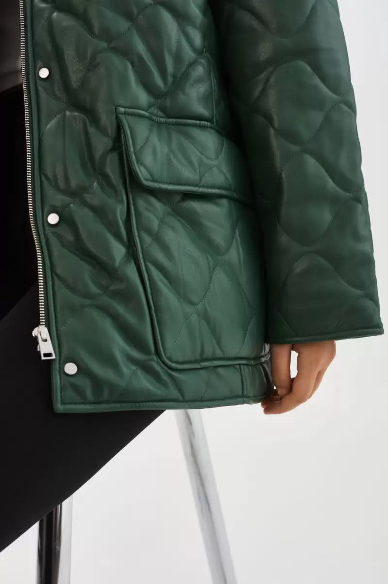 Lamarque Leather Jackets Women Precision Alpine Green Verina  | Faux Leather Quilted Coat - 2