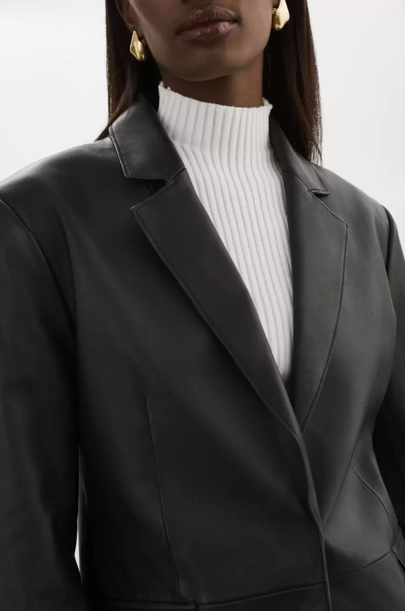 Lamarque Women Affordable Leather Jackets Elza |  Leather Blazer Black - 3