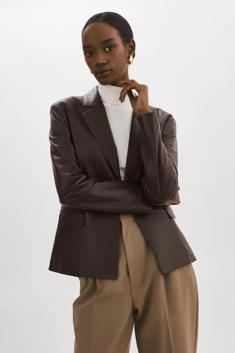 Elza |  Leather Blazer Mahogany Leather Jackets Women Lamarque Energy-Efficient - 1
