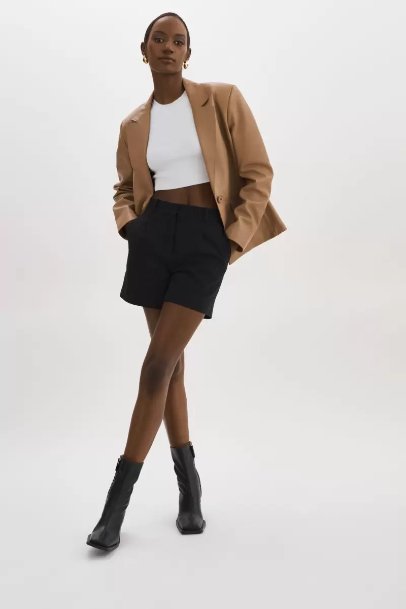 Leather Jackets Women Lamarque Elza |  Leather Blazer Contemporary Mocha - 4