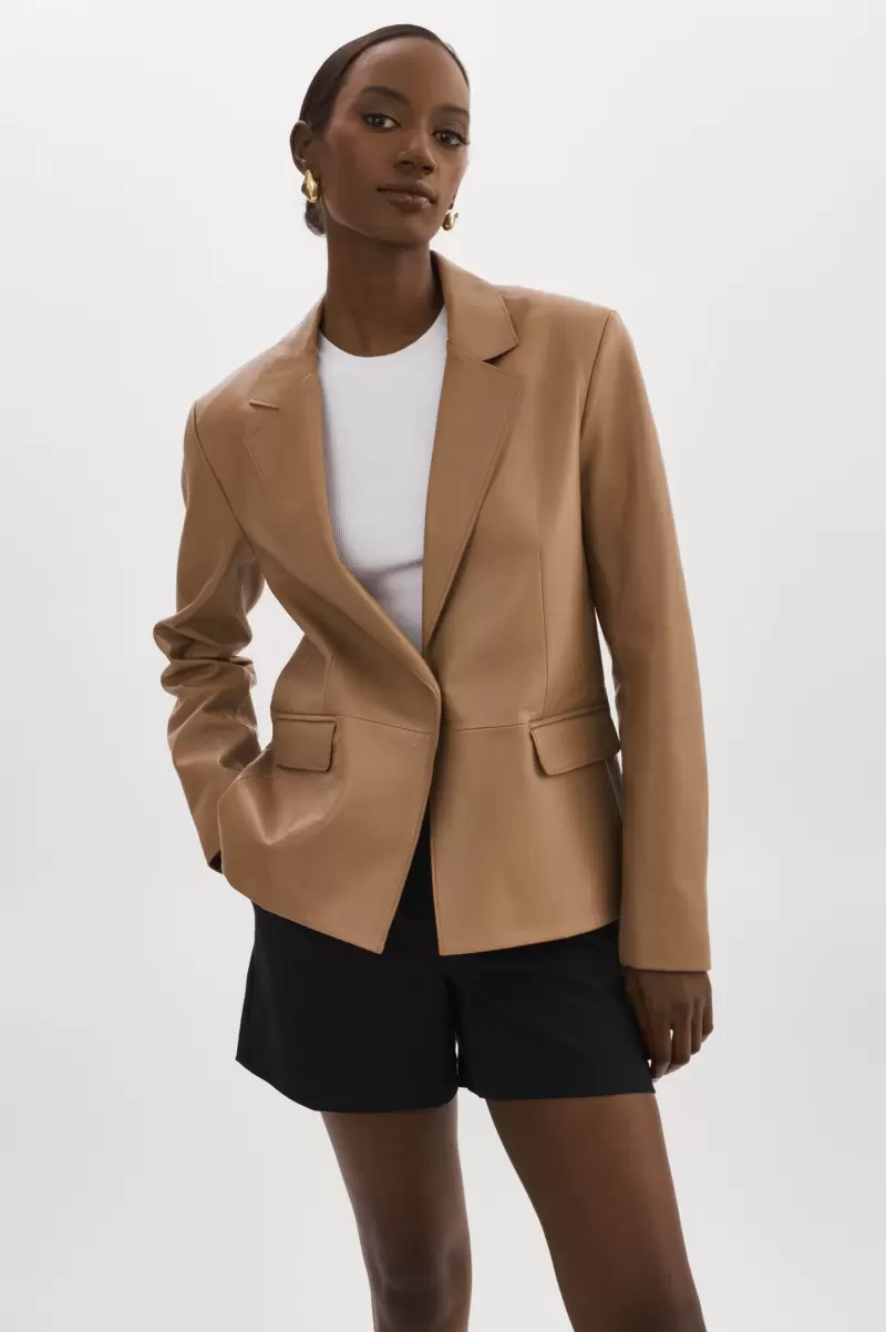 Leather Jackets Women Lamarque Elza |  Leather Blazer Contemporary Mocha