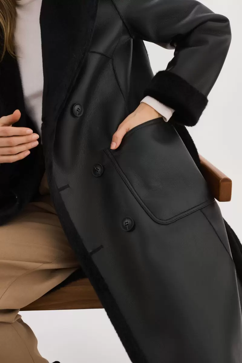 Abigail | Faux Shearling Reversible Coat Advance Black Lamarque Leather Jackets Women - 4