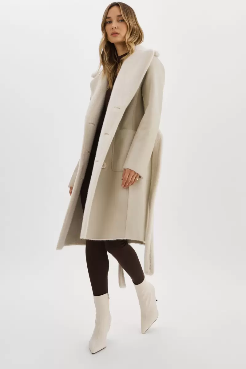 Abigail | Faux Shearling Reversible Coat Lamarque Ivory Leather Jackets Women Markdown - 3