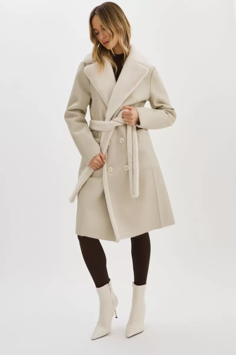 Abigail | Faux Shearling Reversible Coat Lamarque Ivory Leather Jackets Women Markdown