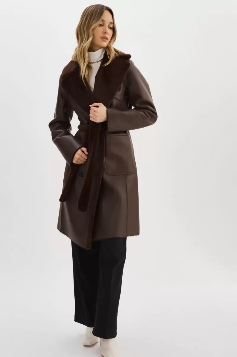 Abigail | Faux Shearling Reversible Coat Women Leather Jackets High-Performance Mahogany Lamarque - 1
