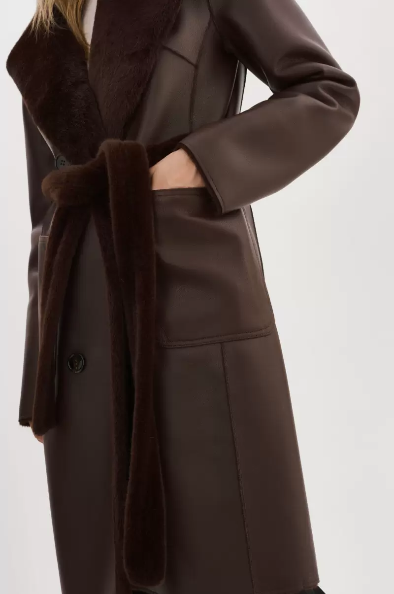 Abigail | Faux Shearling Reversible Coat Women Leather Jackets High-Performance Mahogany Lamarque - 2