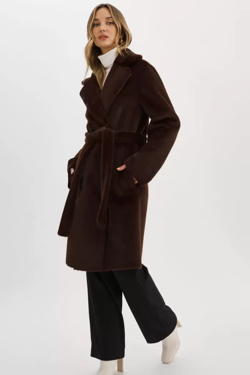 Abigail | Faux Shearling Reversible Coat Women Leather Jackets High-Performance Mahogany Lamarque - 4