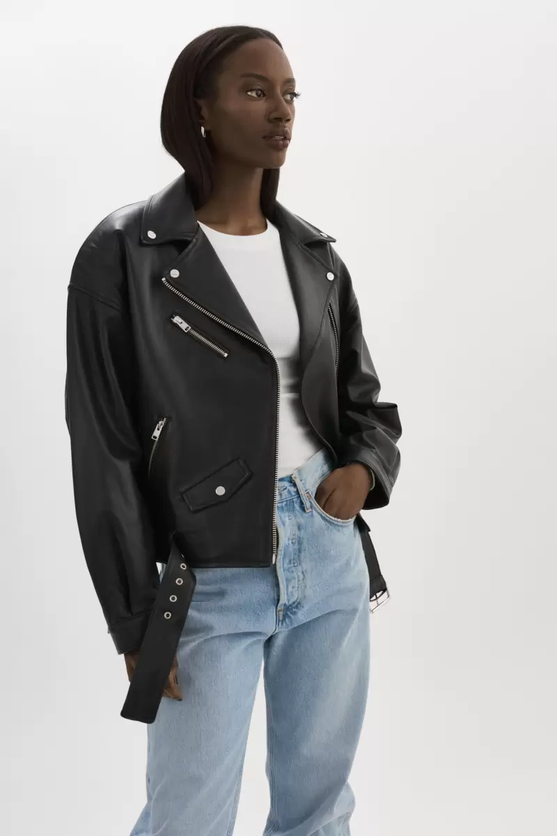 Women Lamarque Estia | Leather Biker Jacket Black Leather Jackets Exclusive - 1