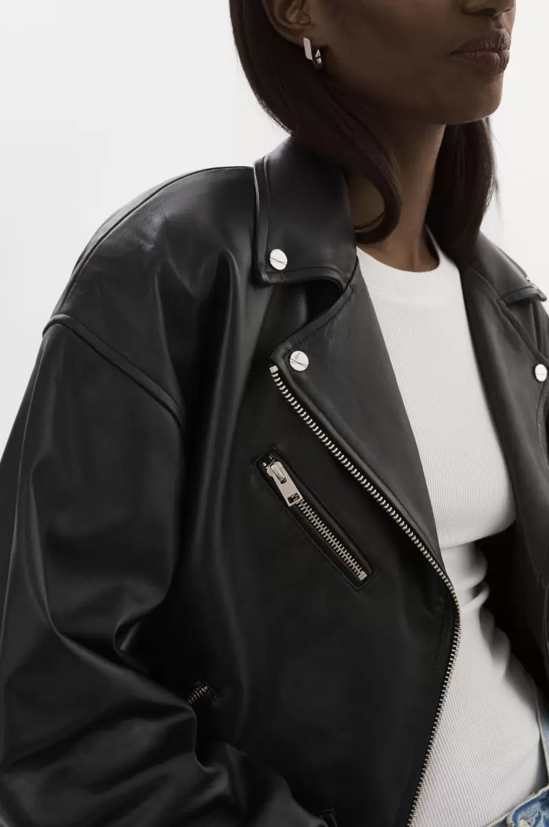 Women Lamarque Estia | Leather Biker Jacket Black Leather Jackets Exclusive - 3
