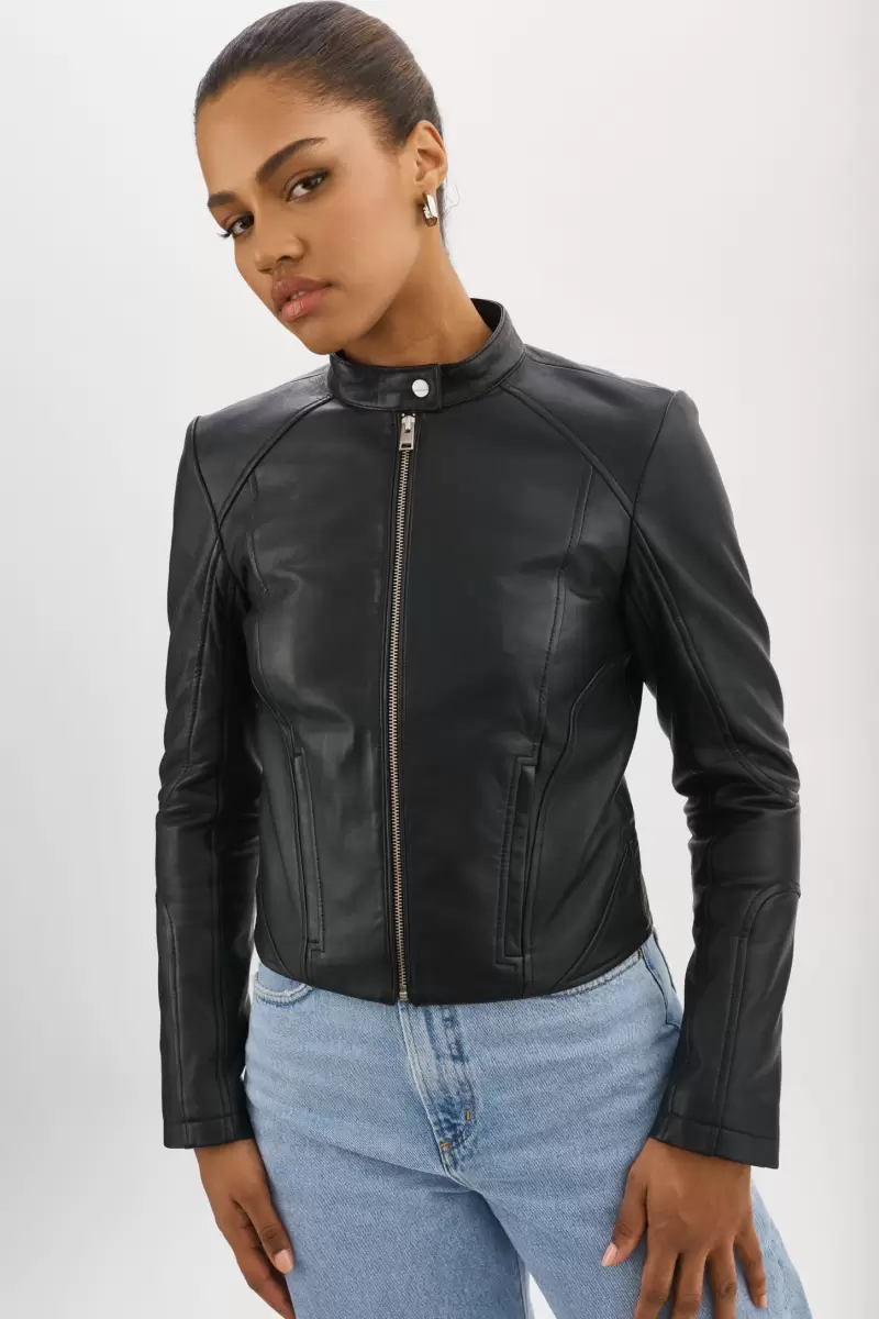 Women Leather Jackets Black Time-Limited Discount Eliana | Leather Racer Jacket Lamarque - 1