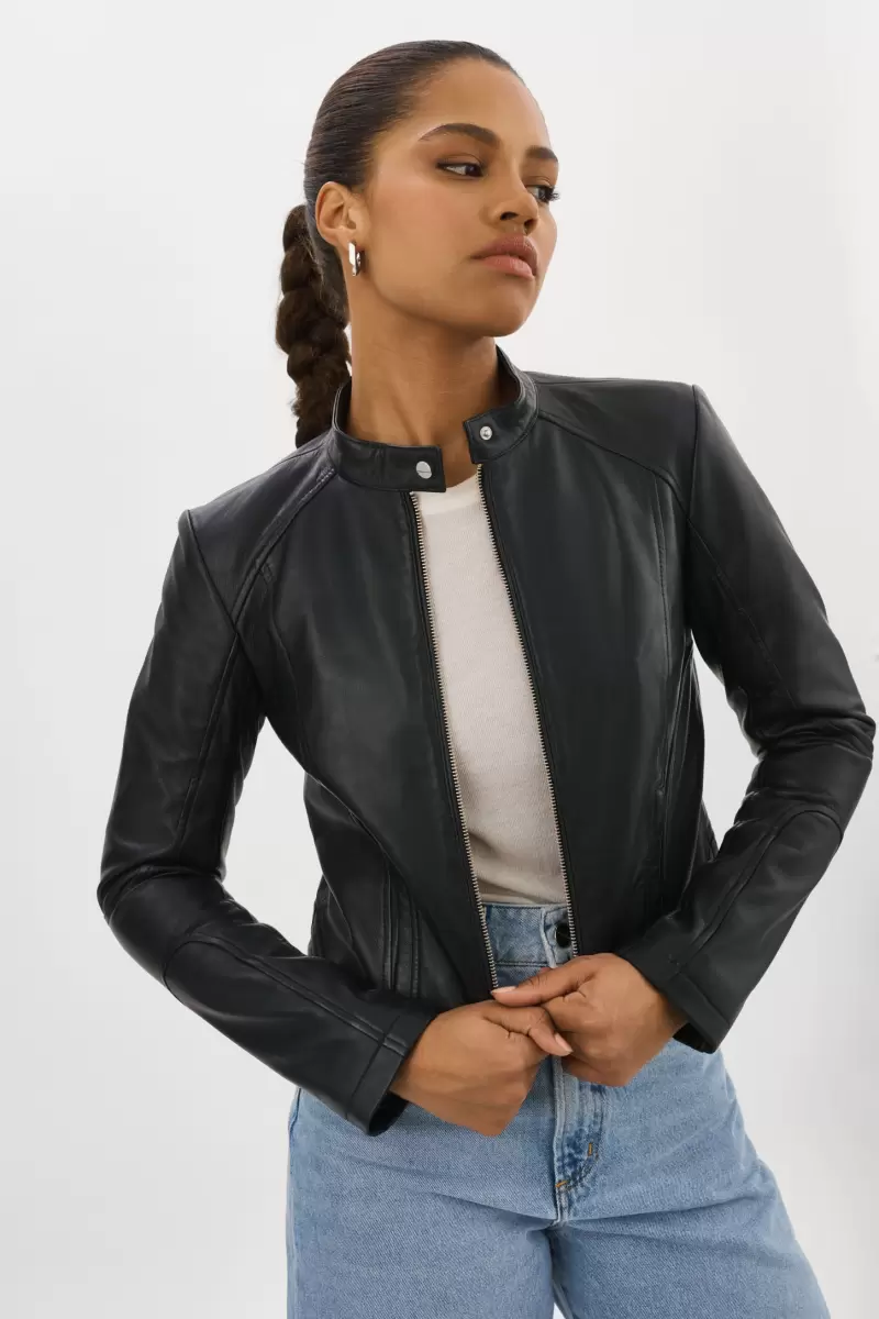 Women Leather Jackets Black Time-Limited Discount Eliana | Leather Racer Jacket Lamarque