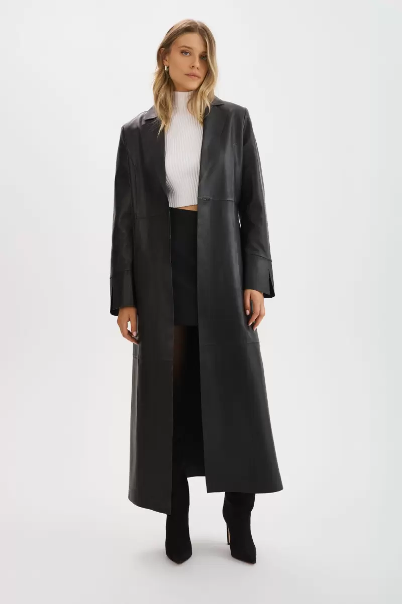 Women Evanna | Leather Maxi Coat Leather Jackets Lamarque Revolutionize Black - 1