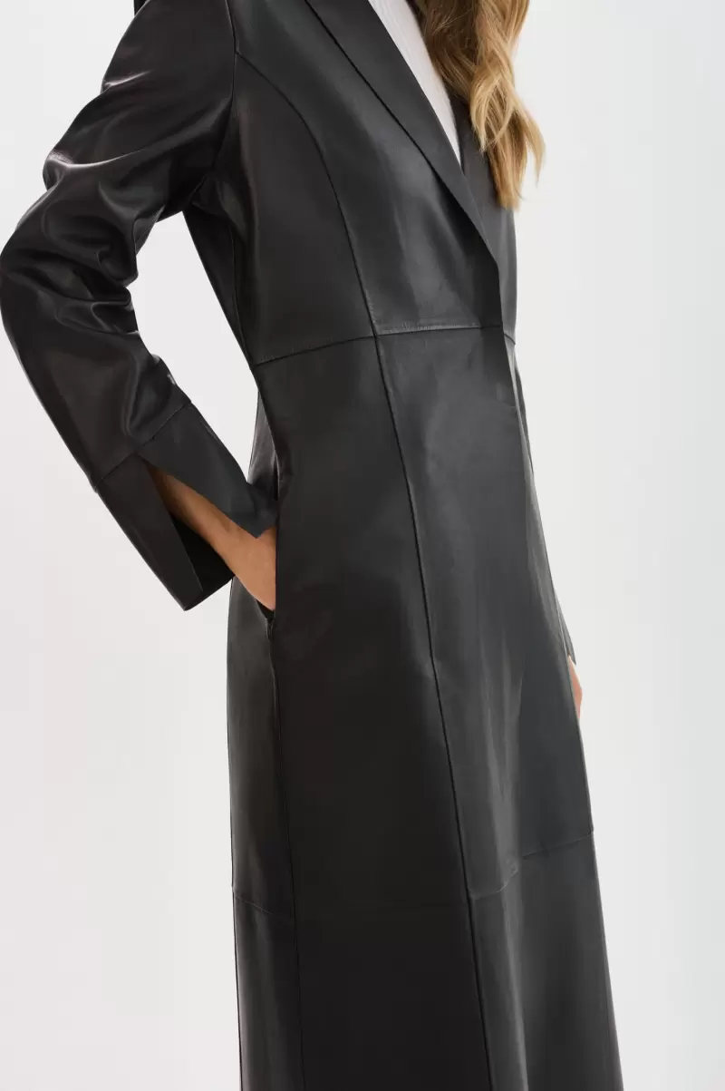 Women Evanna | Leather Maxi Coat Leather Jackets Lamarque Revolutionize Black - 2