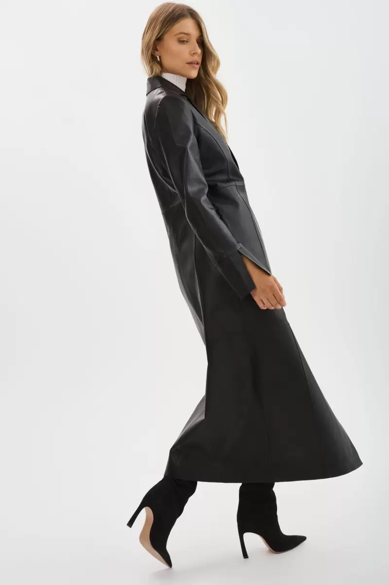 Women Evanna | Leather Maxi Coat Leather Jackets Lamarque Revolutionize Black - 4