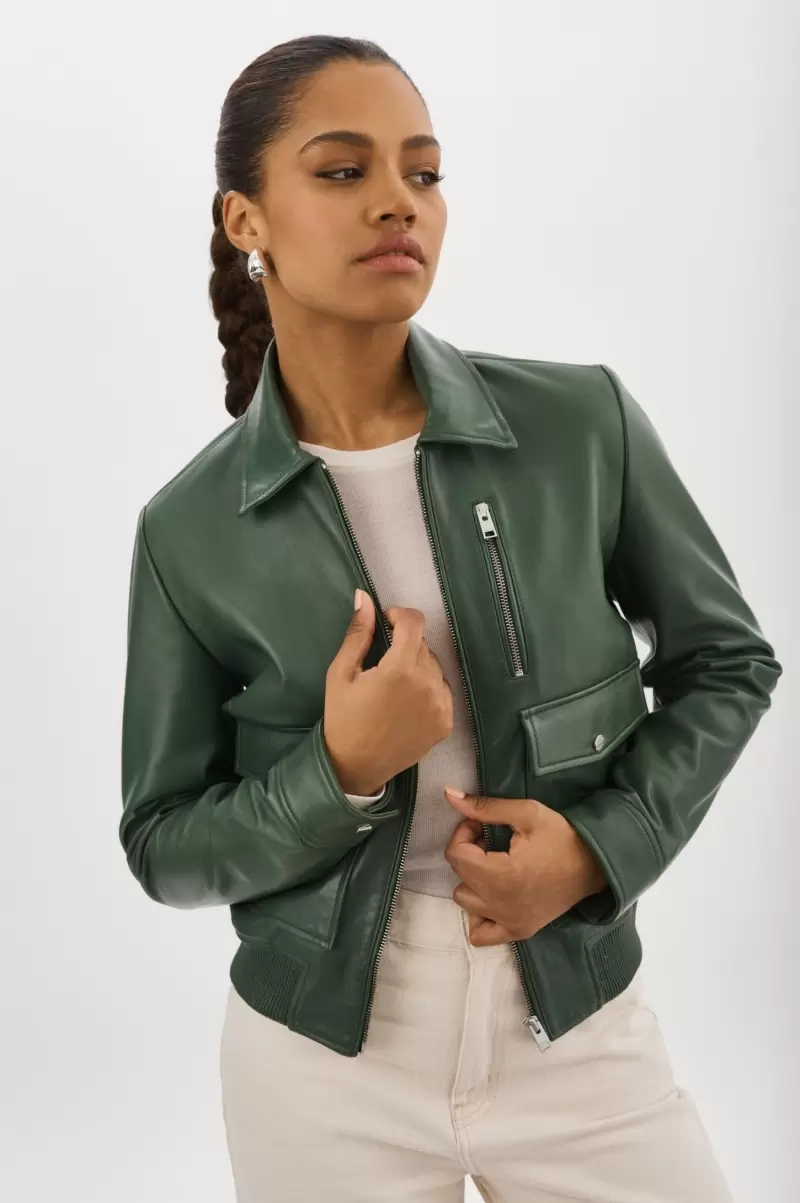 Lamarque Klemence | Leather Aviator Jacket Alpine Green Women Reliable Leather Jackets - 2