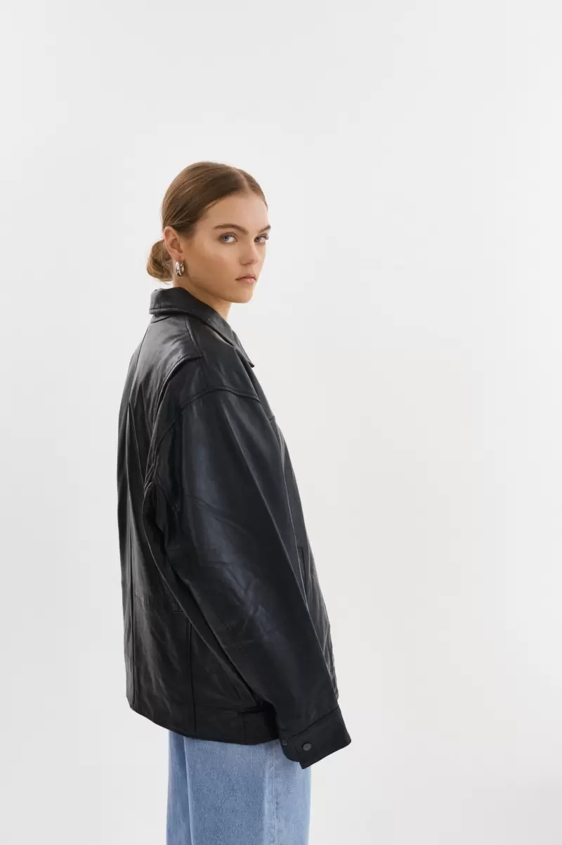 Women Best Black Lamarque Theia | Leather Bomber Jacket Leather Jackets - 4
