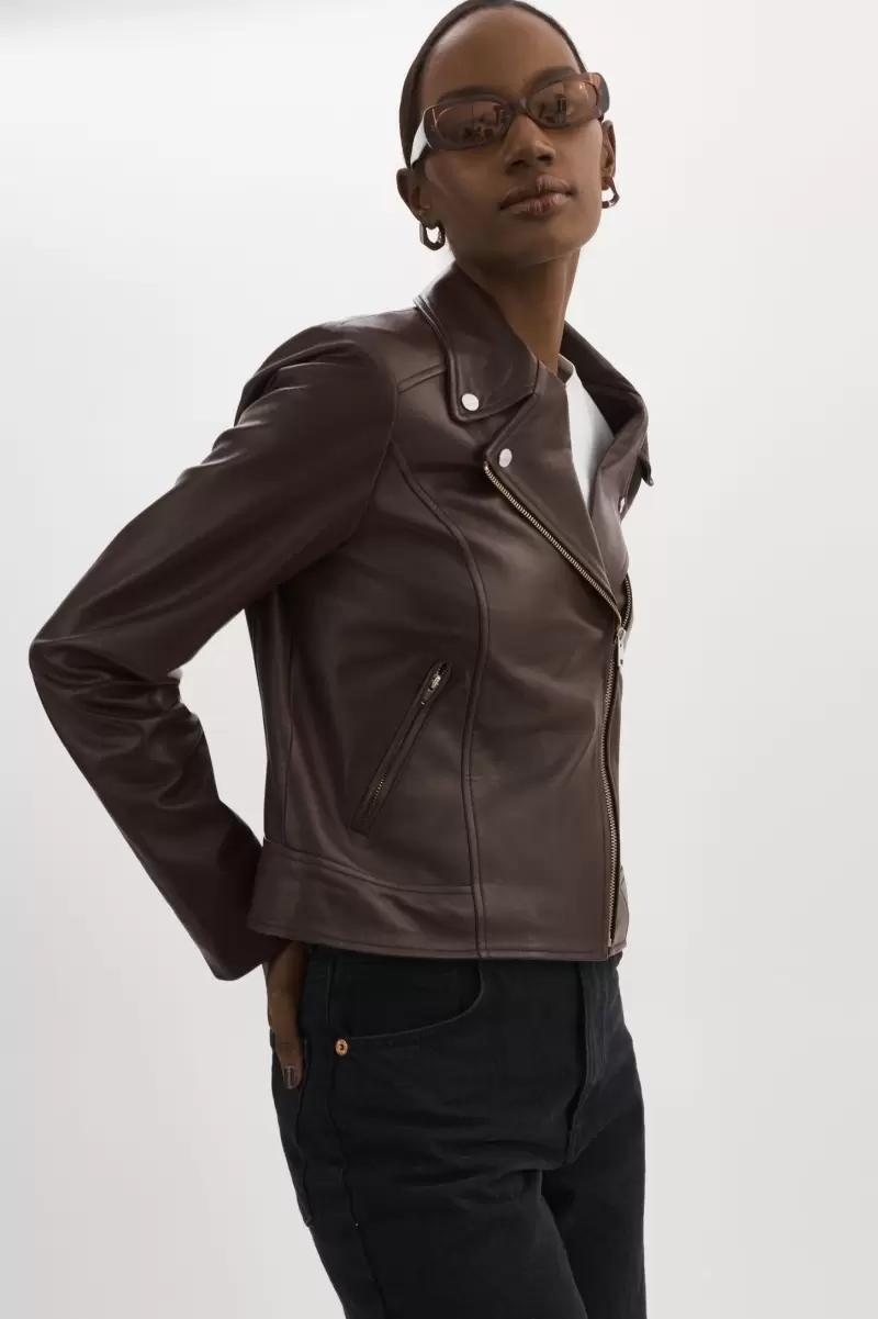 Beauty Mahogany Leather Jackets Kelsey | Leather Biker Jacket Lamarque Women - 3
