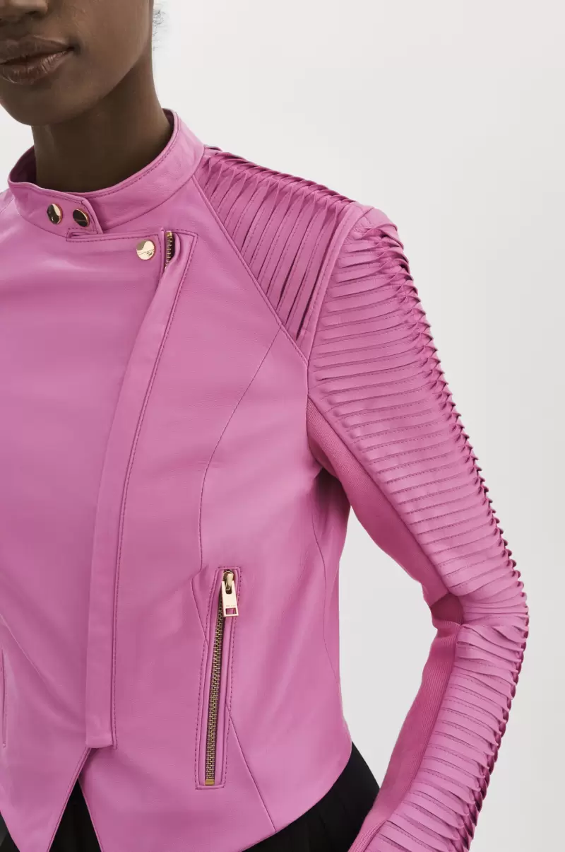 Wholesome Bodacious Pink Lamarque Azra | Leather Biker Jacket Women Leather Jackets - 3