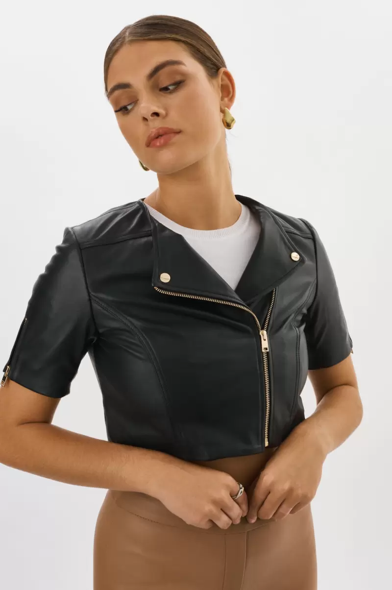 Women Lamarque Practical Leather Jackets Kirsi | Cropped Biker Jacket Black - 3