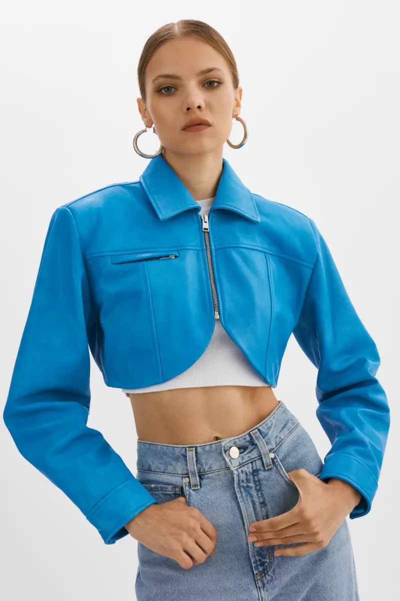 Faded Jean Leather Jackets Lamarque Now Brielle | Leather Crop Jacket Women
