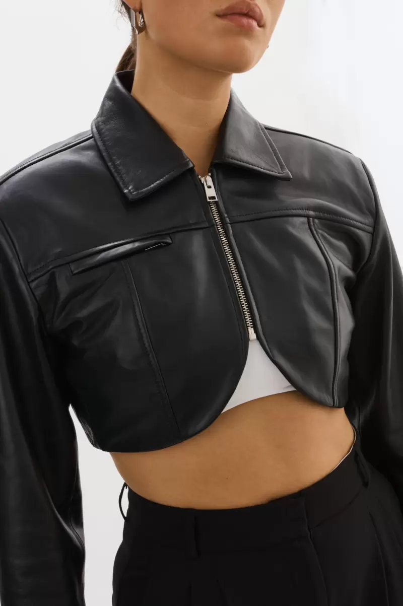 Leather Jackets Lamarque Brielle | Leather Crop Jacket Original Black Women - 2