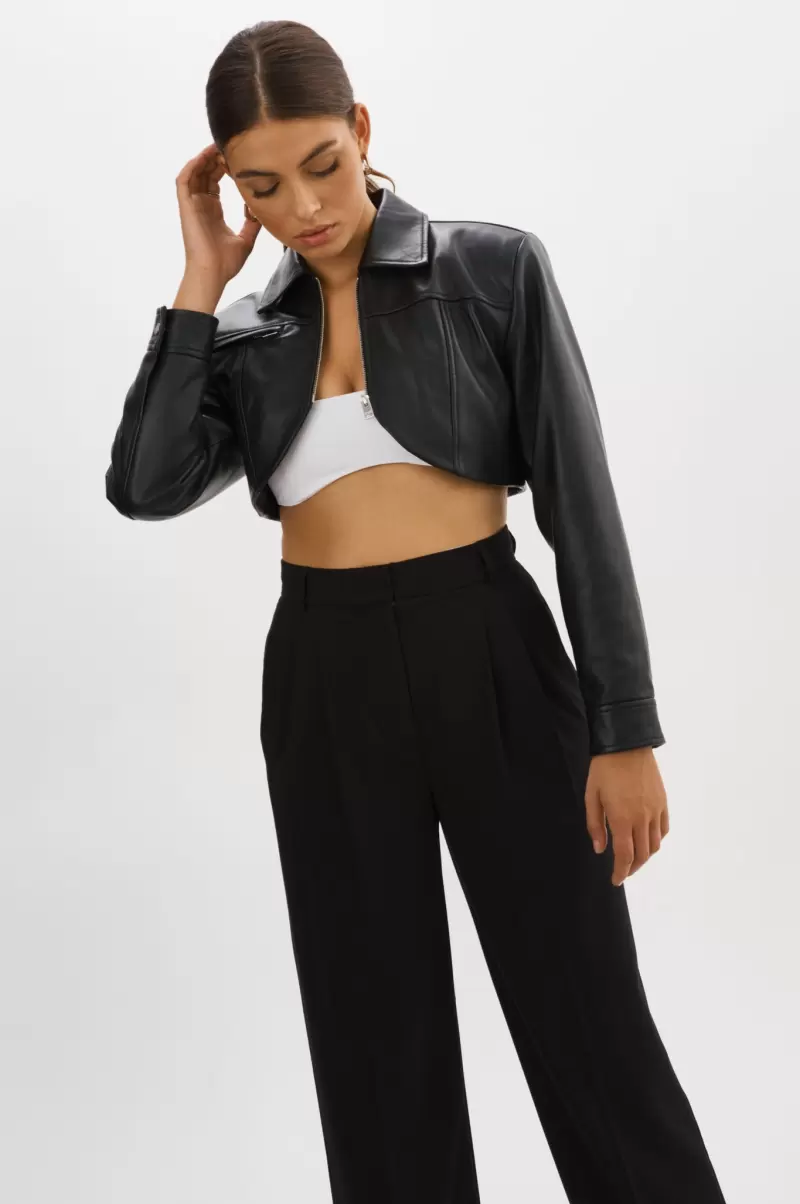 Leather Jackets Lamarque Brielle | Leather Crop Jacket Original Black Women