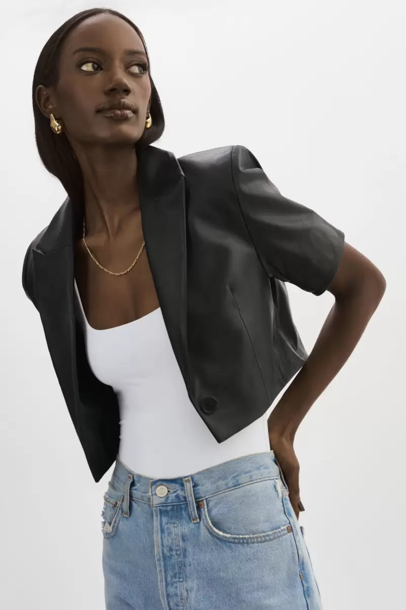 Lamarque Leather Jackets Black Calatea | Short Sleeve Blazer Women High-Quality - 2