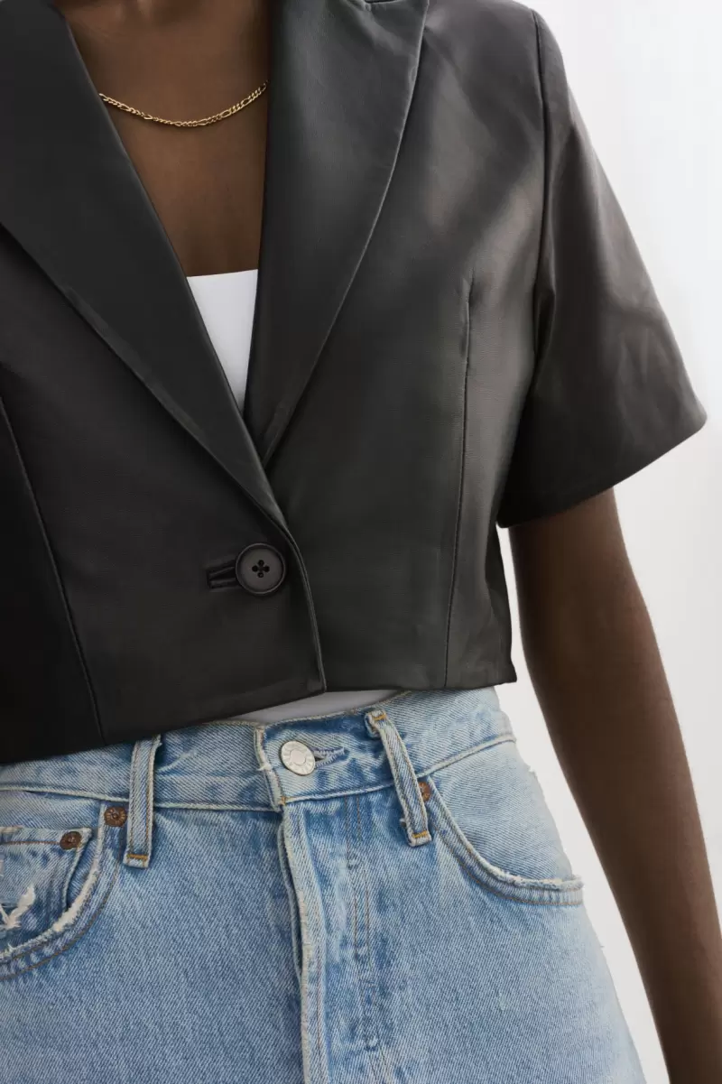 Lamarque Leather Jackets Black Calatea | Short Sleeve Blazer Women High-Quality - 3