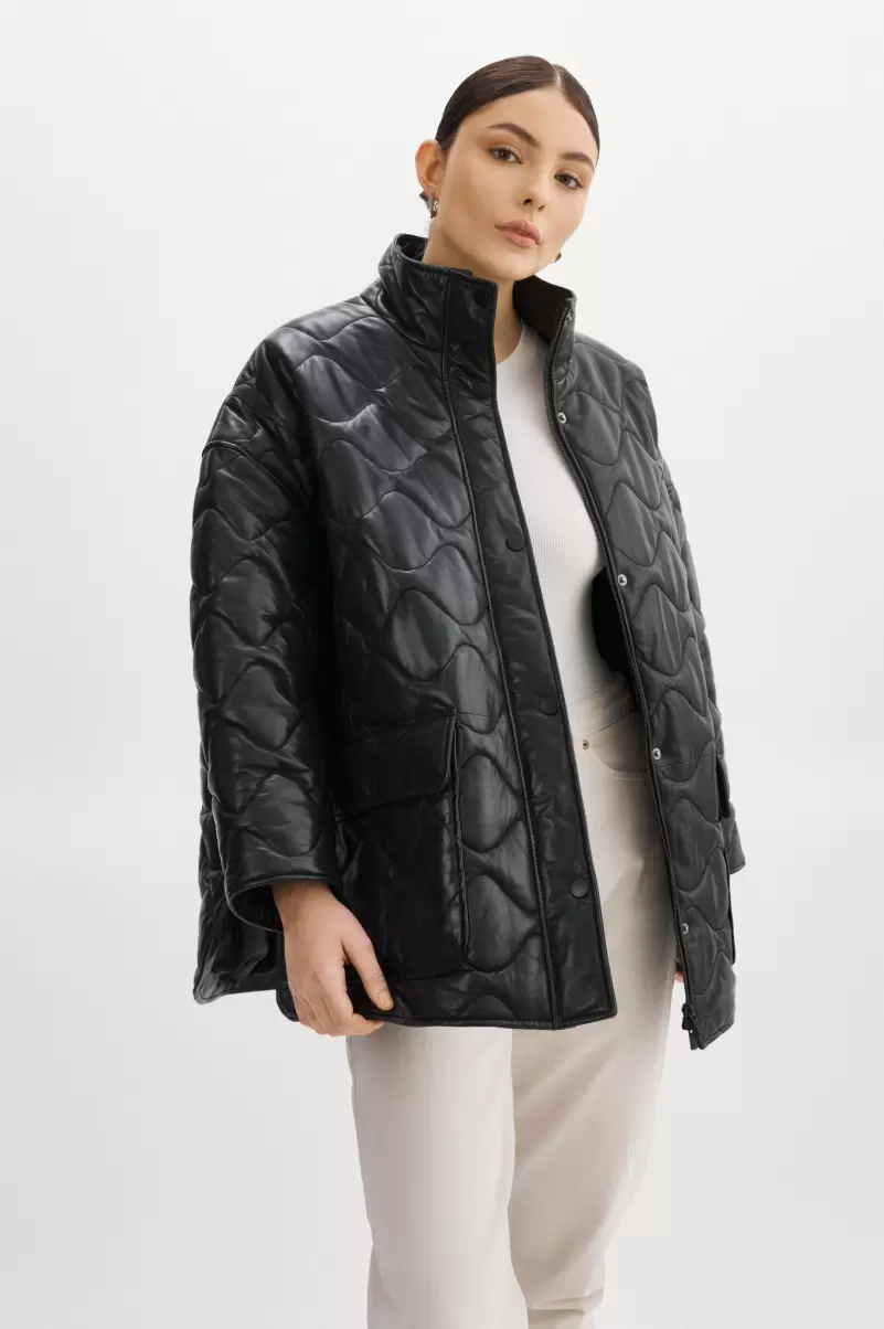 Leather Jackets Superior Lamarque Beruka | Quilted Leather Jacket Black Women