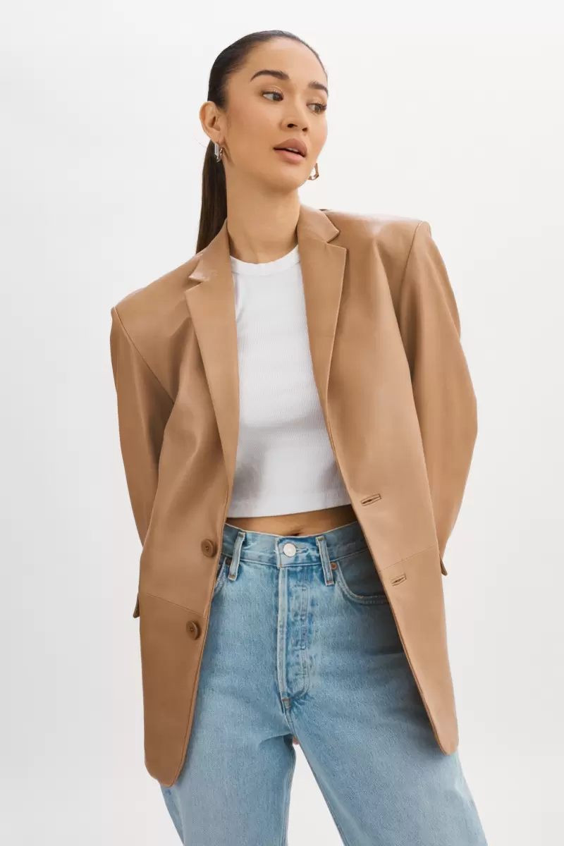 Leather Jackets Sesame Felina | Oversized Leather Blazer Lamarque Modern Women