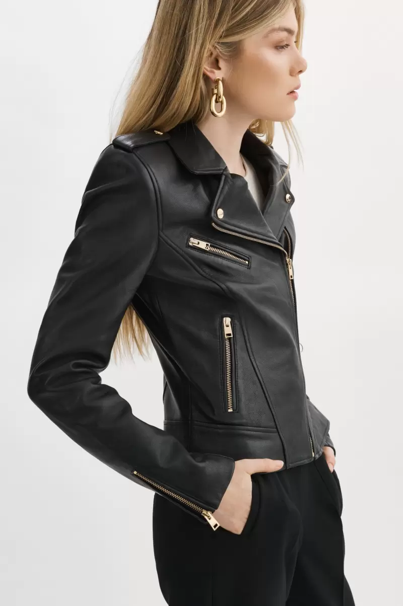 Black Ingenious Lamarque Leather Jackets Women Mellie | Leather Biker Jacket - 1
