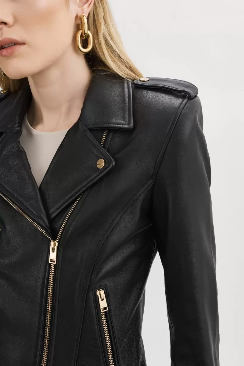 Black Ingenious Lamarque Leather Jackets Women Mellie | Leather Biker Jacket - 2