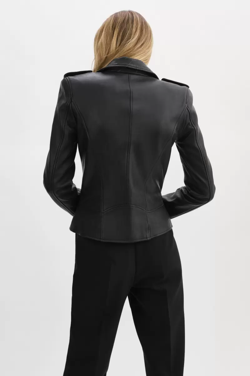 Black Ingenious Lamarque Leather Jackets Women Mellie | Leather Biker Jacket - 3