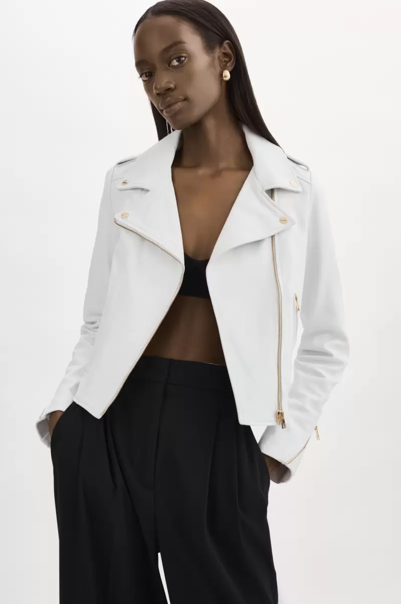 Lamarque Sturdy Donna Gold | Iconic Leather Biker Jacket Leather Jackets White Women - 2