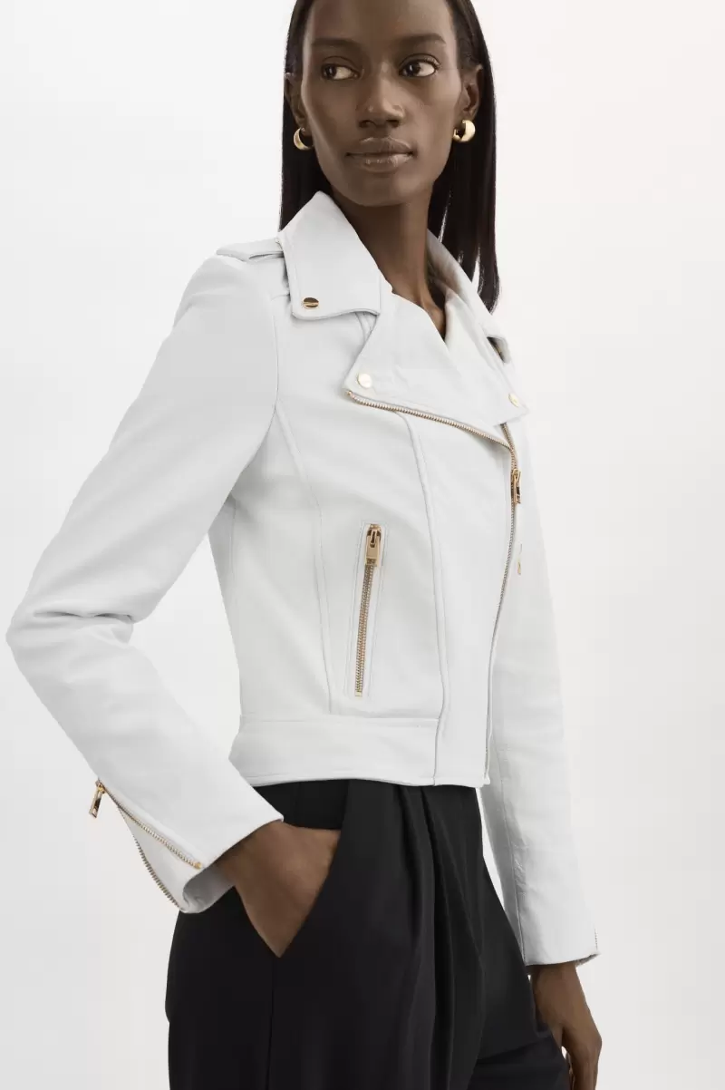 Lamarque Sturdy Donna Gold | Iconic Leather Biker Jacket Leather Jackets White Women - 3