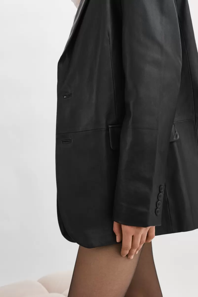Discount Extravaganza Leather Jackets Black Women Felina | Oversized Leather Blazer Lamarque - 4