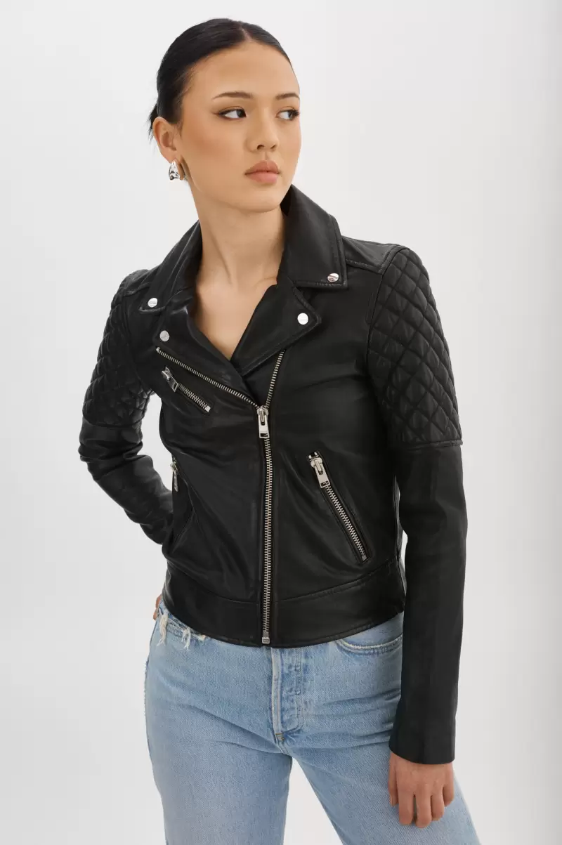Black Leather Jackets Lamarque Buy Marilla | Quilted Leather Biker Jacket Women - 3