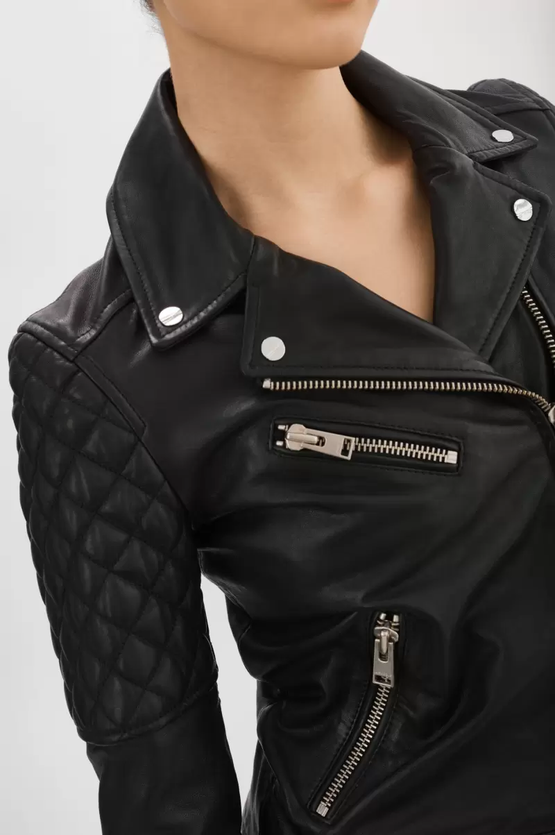 Black Leather Jackets Lamarque Buy Marilla | Quilted Leather Biker Jacket Women - 4