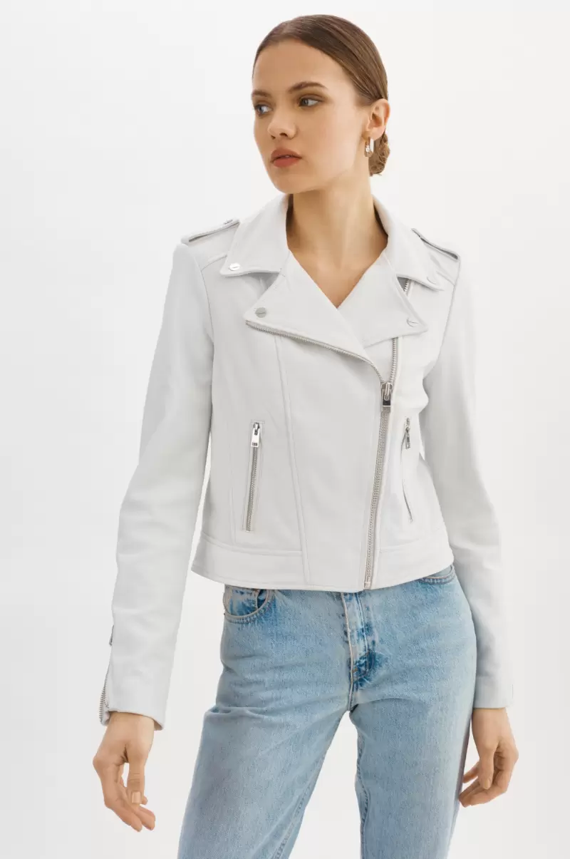Donna | Iconic Leather Biker Jacket Women Wholesome White Leather Jackets Lamarque - 2