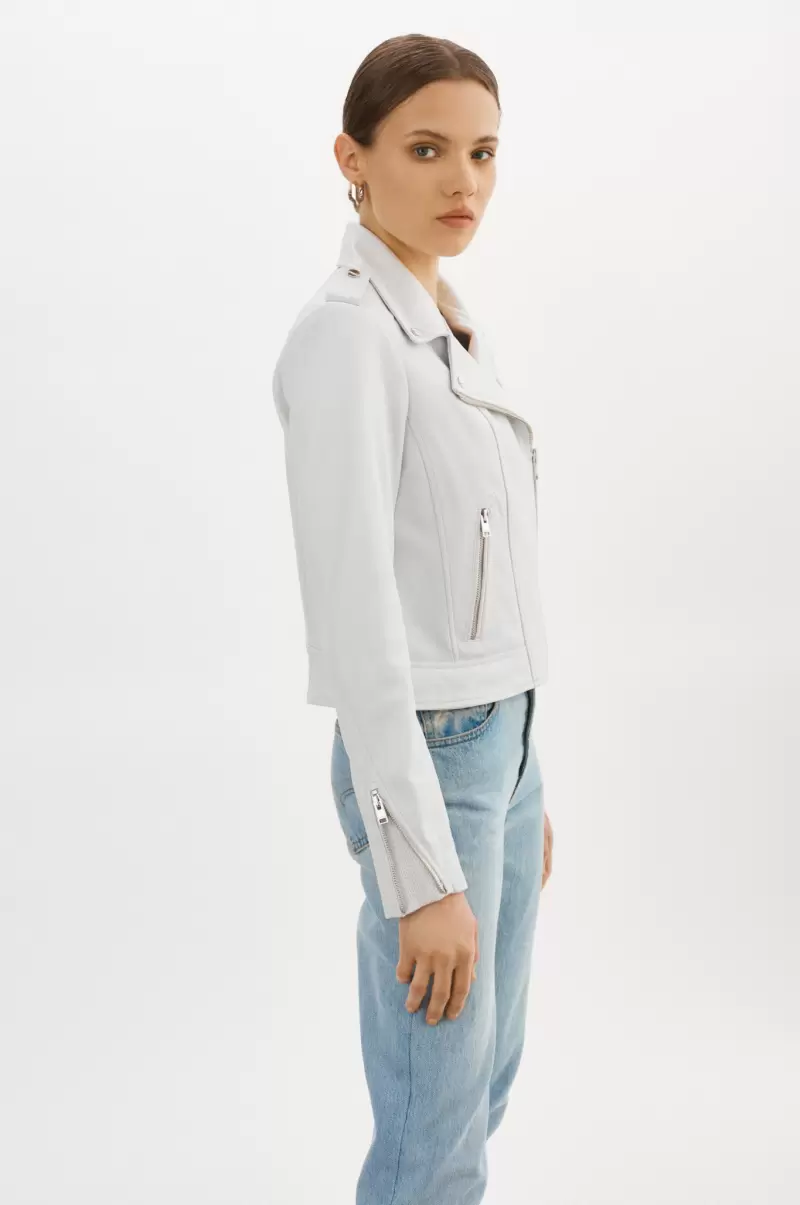 Donna | Iconic Leather Biker Jacket Women Wholesome White Leather Jackets Lamarque - 3