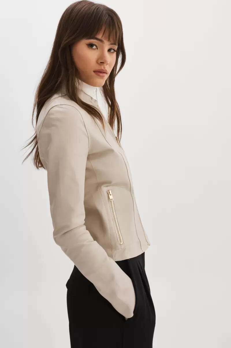 Chapin | Reversible Leather Bomber Women Leather Jackets Bone Easy Lamarque - 4