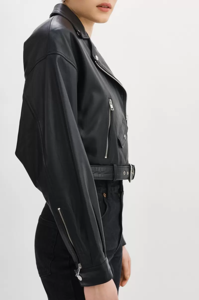 Dylan | 80'S Leather Biker Jacket Leather Jackets Reduced Lamarque Black Women - 3