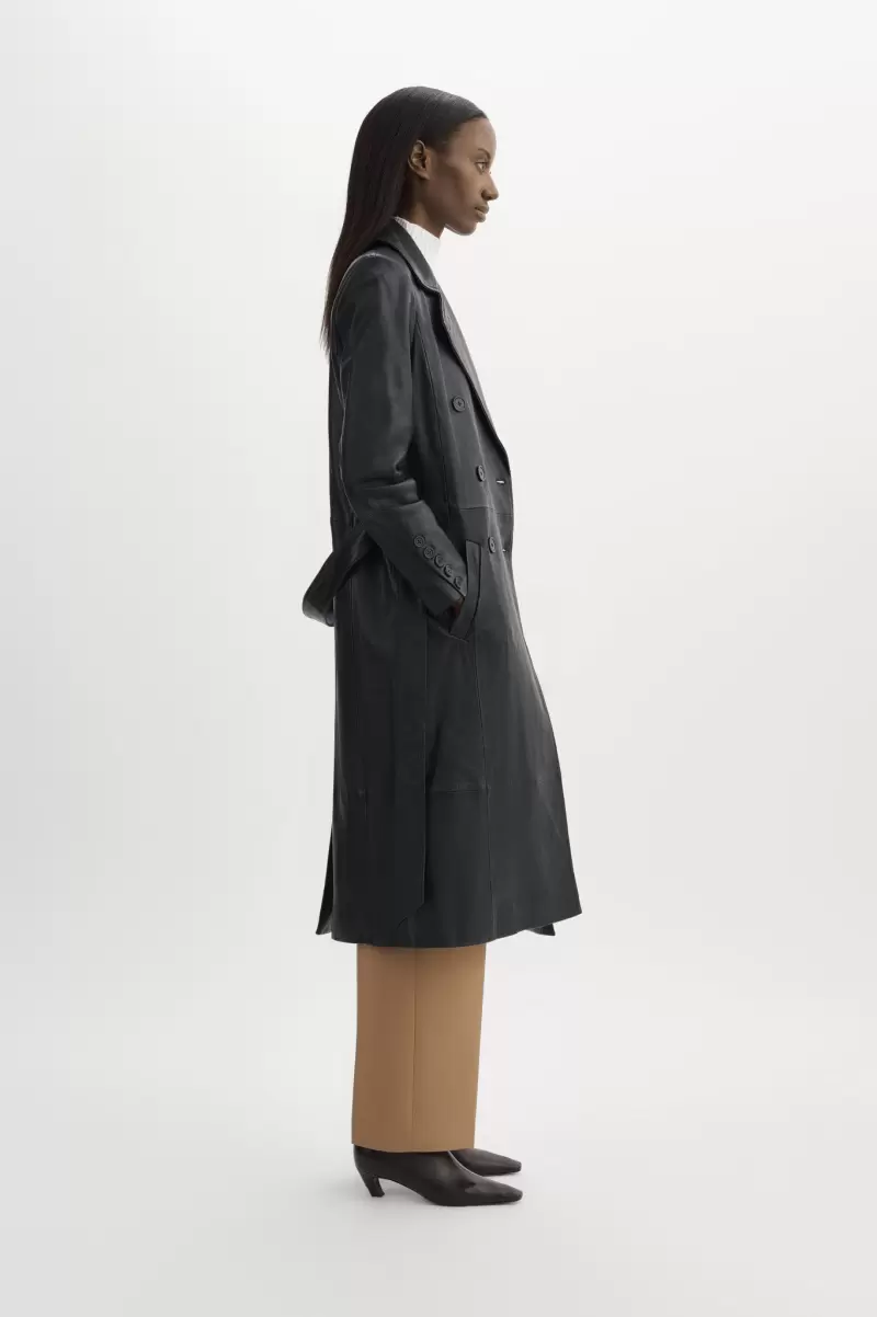 Women Erma | Leather Trench Coat Black Leather Jackets Lamarque Online - 2