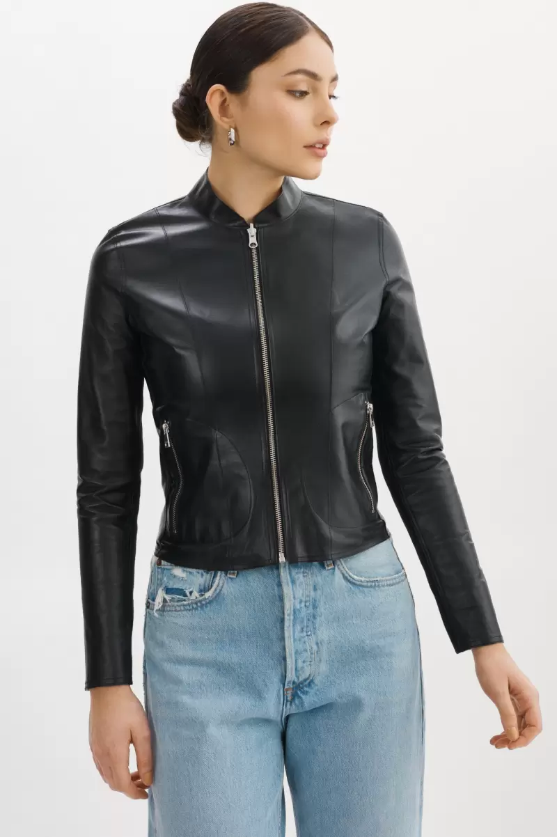 Chapin | Reversible Leather Bomber Lamarque Black/Silver Women Leather Jackets Special Deal - 1
