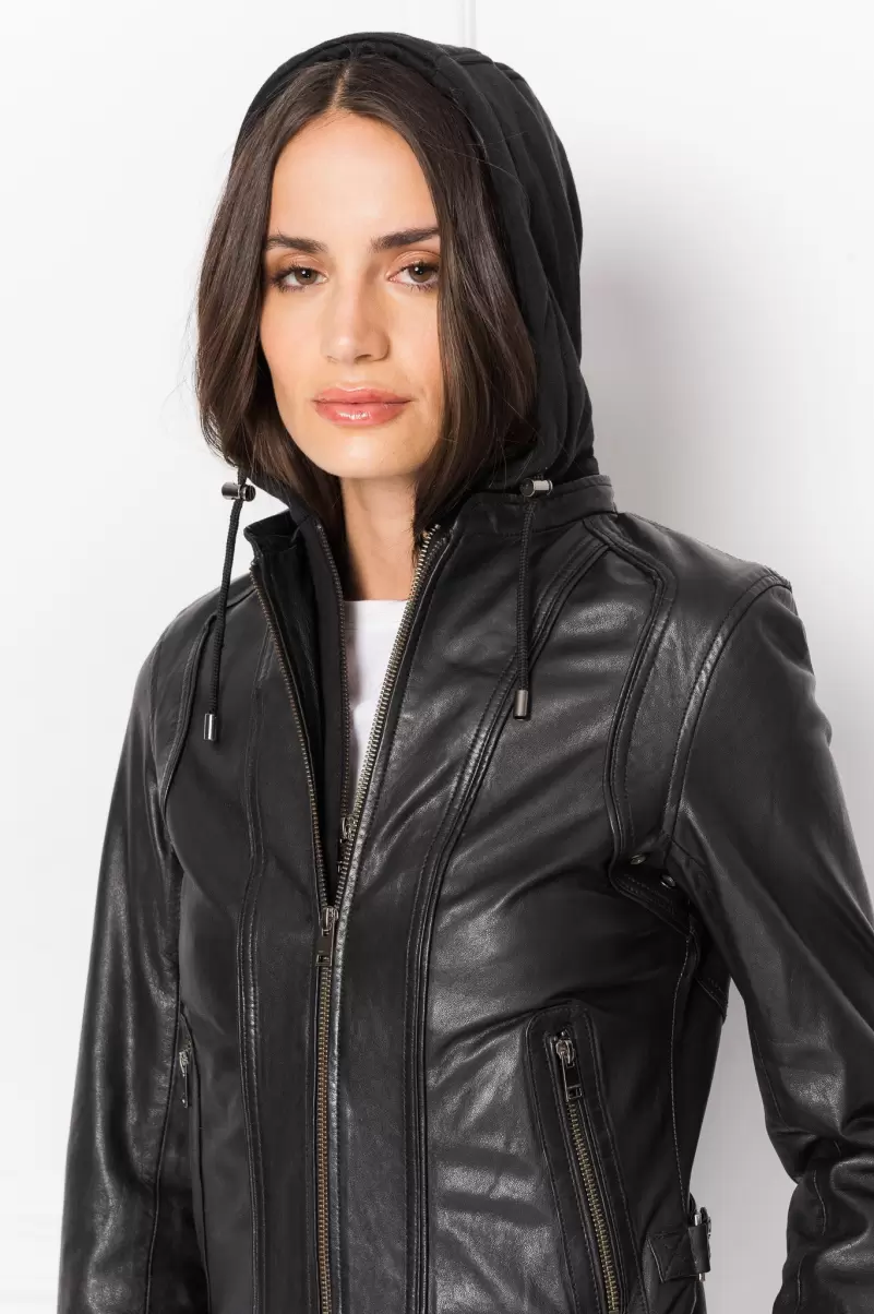 Promo Women Black Arlette | Leather Biker Jacket Leather Jackets Lamarque - 3