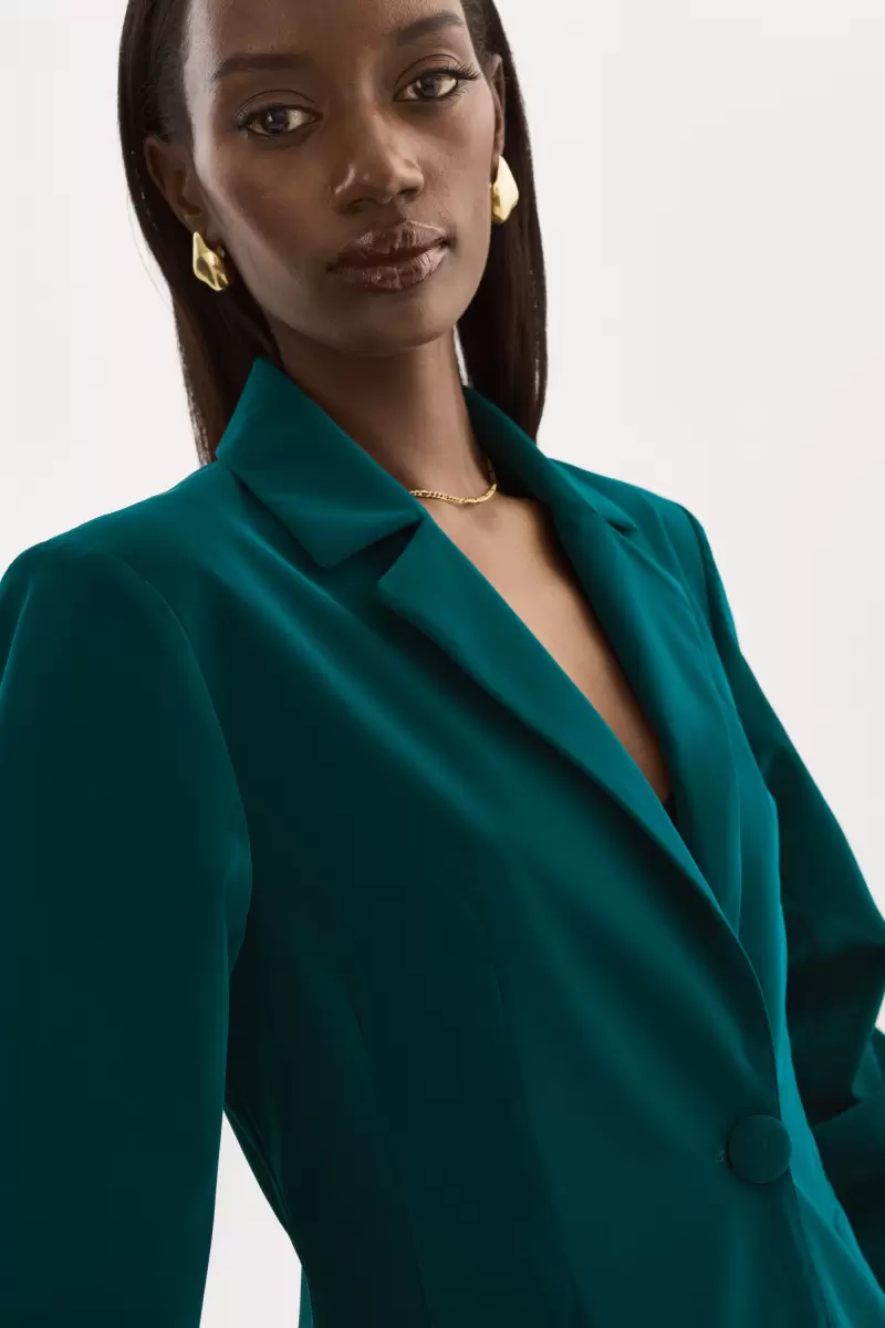 Women Coats & Jackets Lamarque Opulent Lottie | Faux Leather Blazer Dark Jade - 3