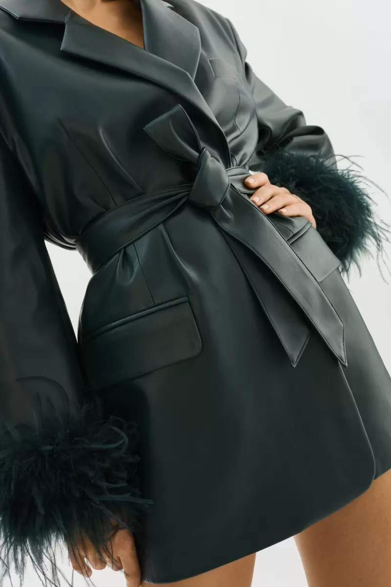 Cozy Coats & Jackets Women Galia | Feather Trim Blazer Dark Jade Lamarque - 3