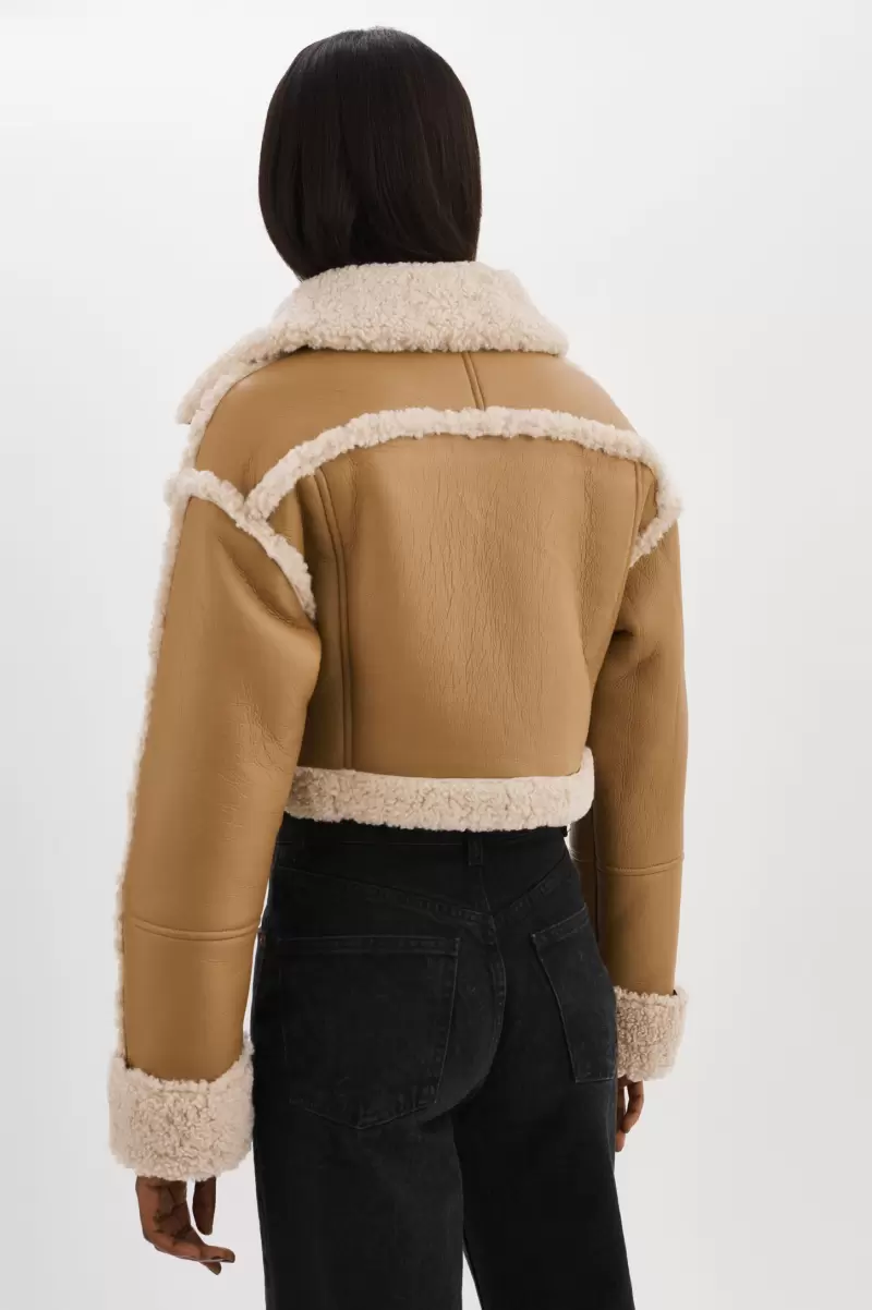 Coats & Jackets Biscuit Reduced Adrina | Faux Shearling Crop Jacket Women Lamarque - 2