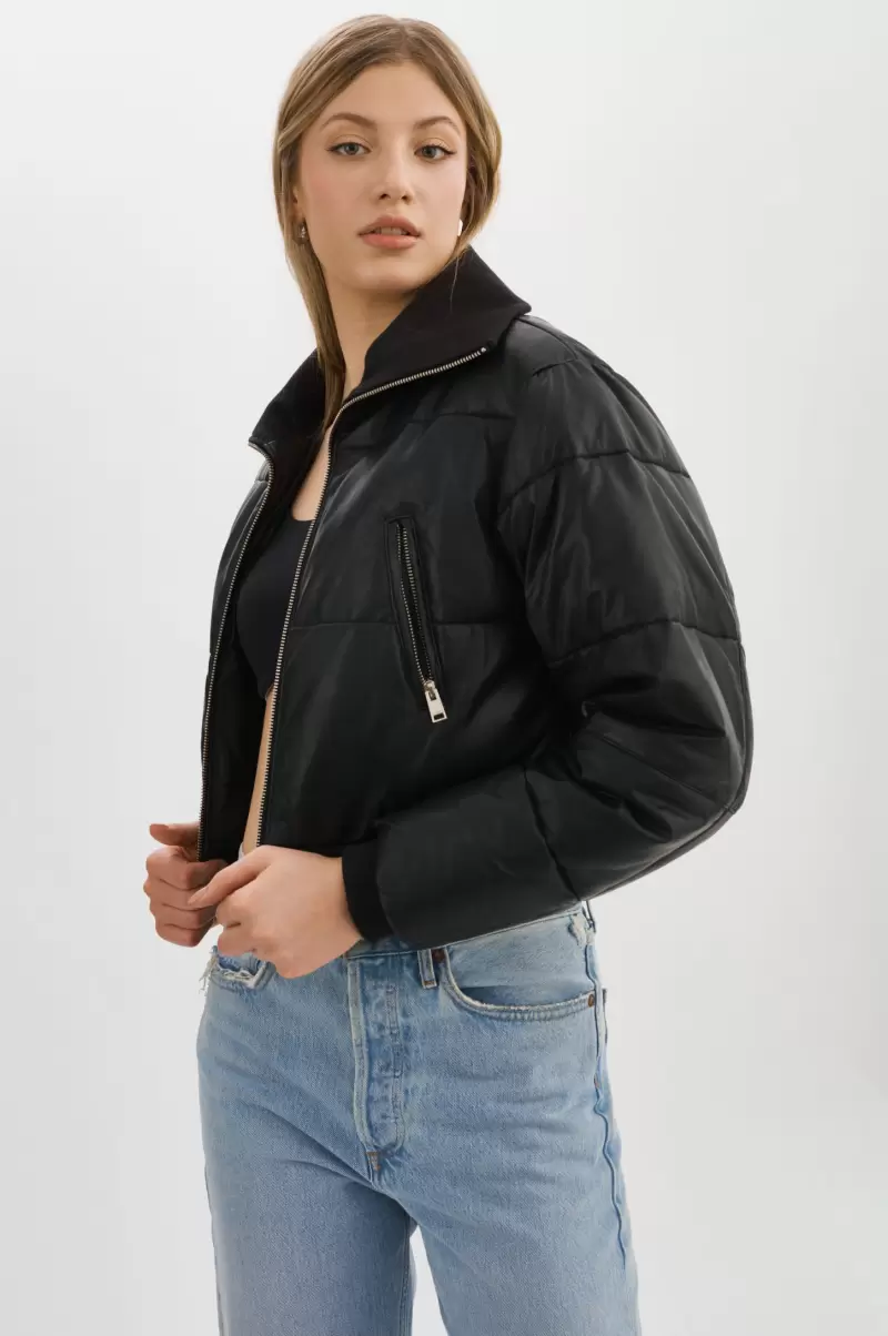 Lamarque Coats & Jackets Livia | Leather Puffer Jacket Liquidation Black Women - 1